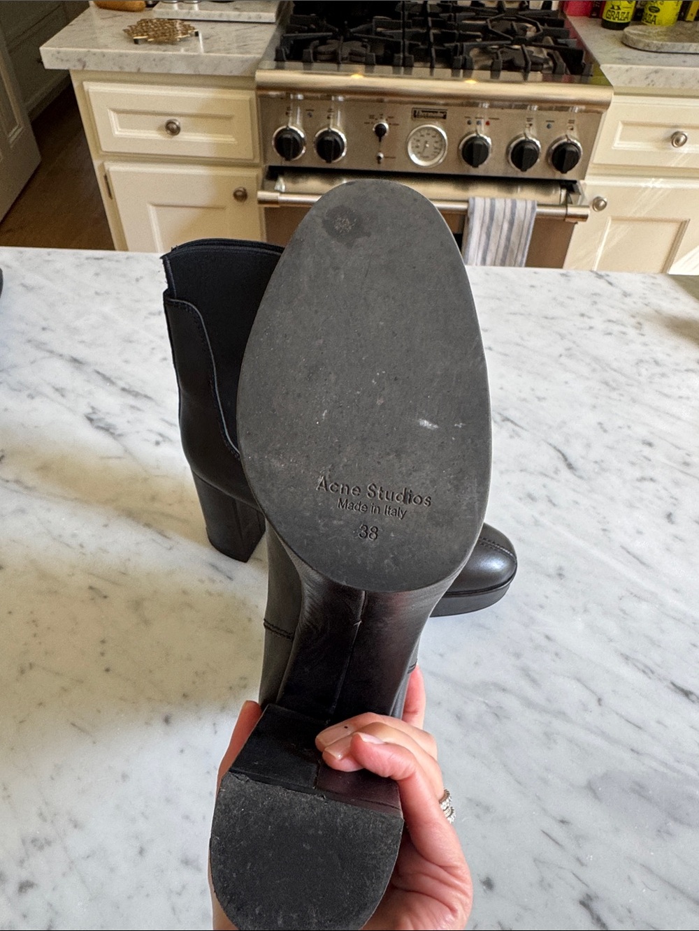 Acne Studios Black Leather Platform Chelsea Boots - Women 38 E 8 US - Picture 3 of 5